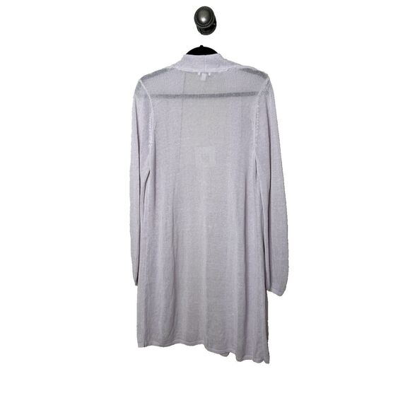 J Jill Cardigan Sweater Womens Sz XS Purple Linen Open Lightweight Long Duster - Picture 2 of 8